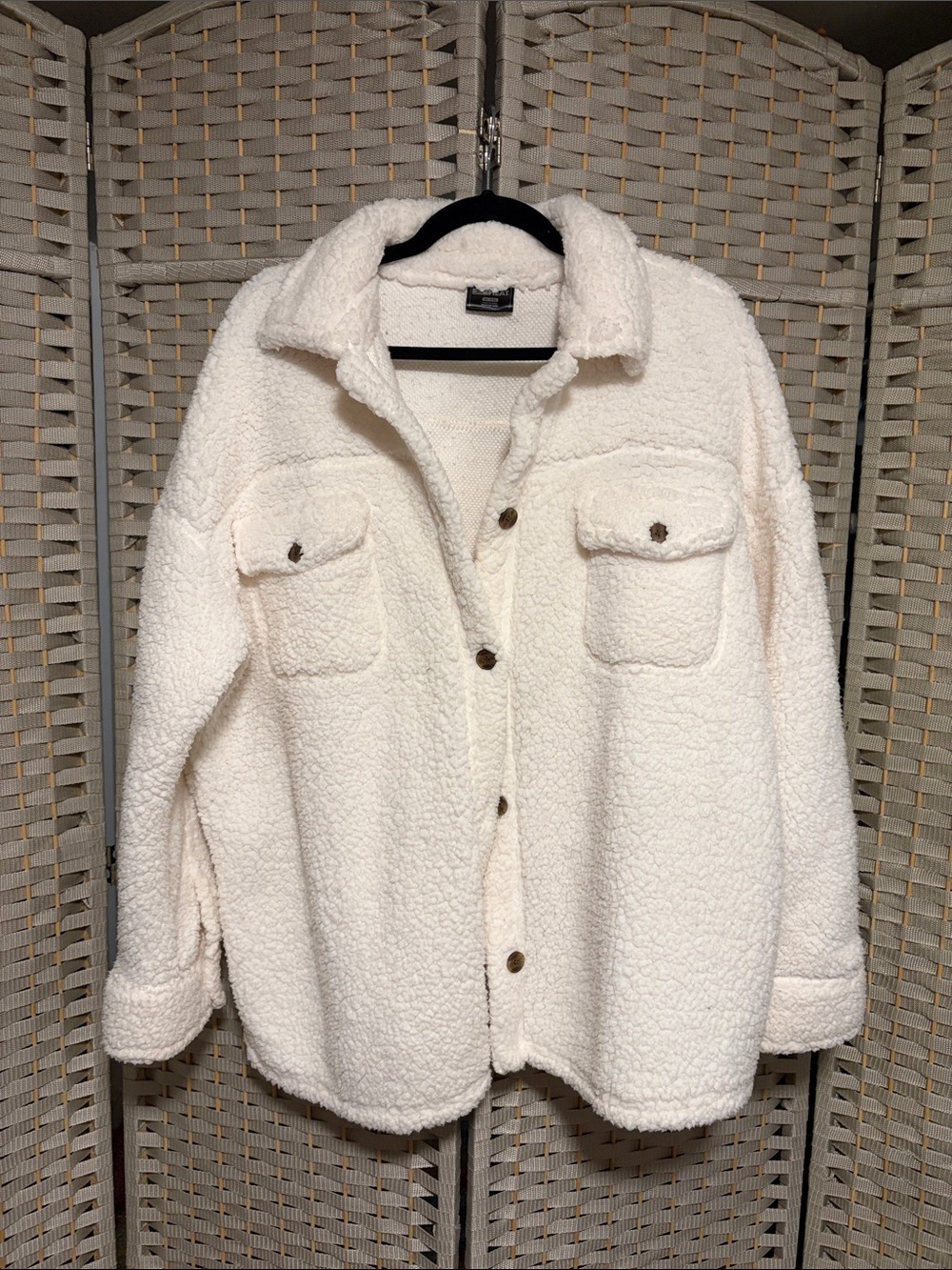32 Degrees Cream Sherpa Shacket Jacket